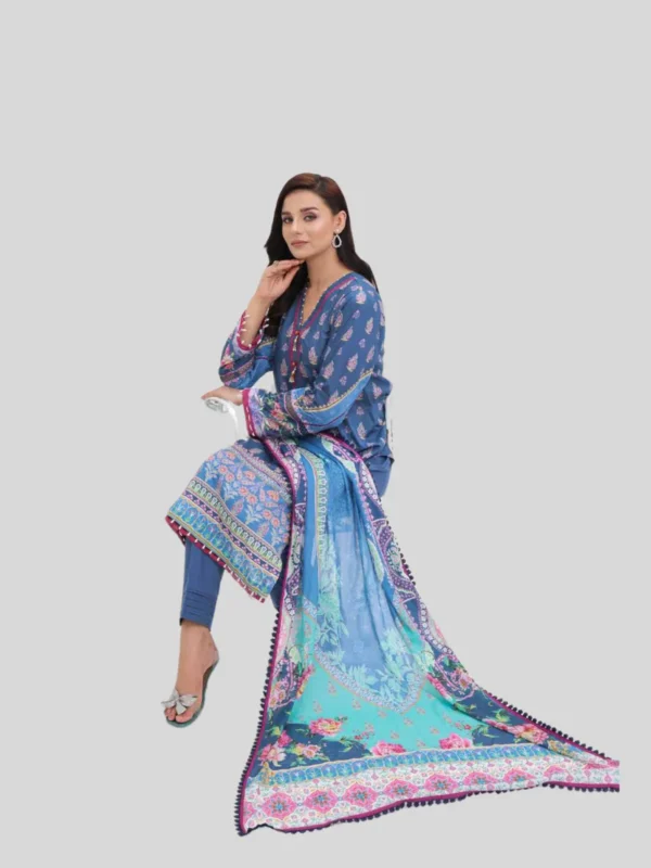 O ‘ Pole 3 -Pc Unstitched Lawn Suit - Image 2