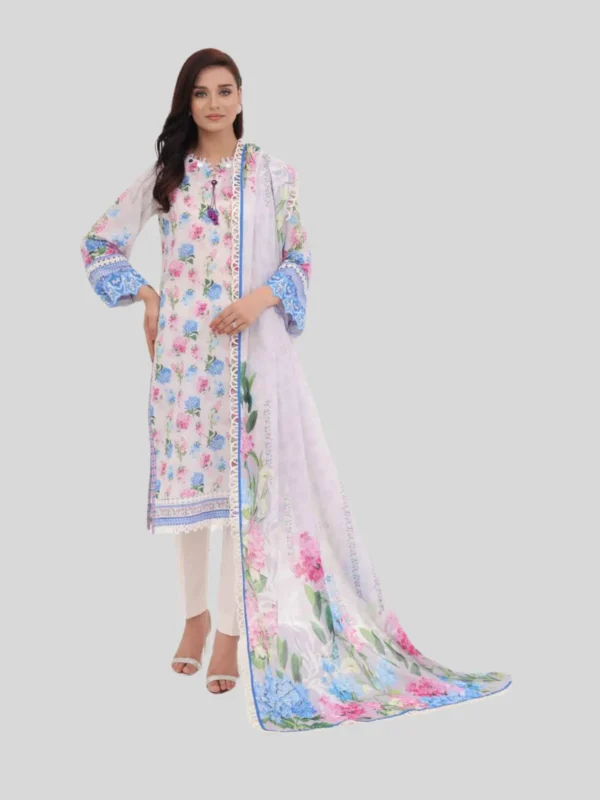 O ‘ Pole 3 -Pc Unstitched Lawn Suit