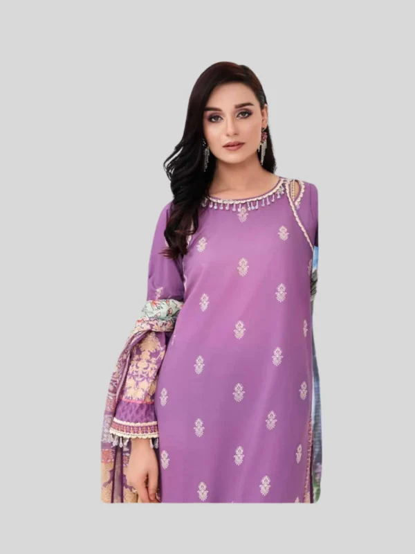O ‘ Pole 3 -Pc Unstitched Lawn Suit - Image 2