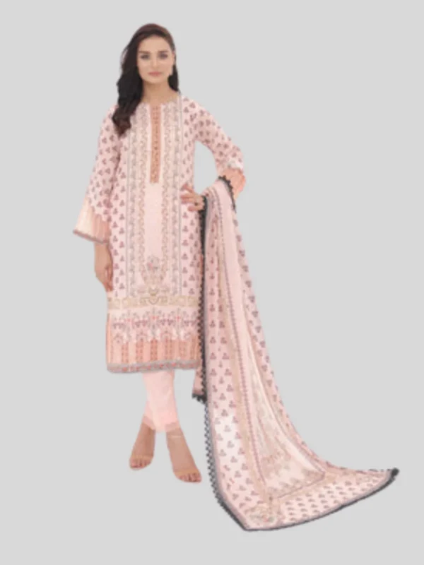 O ‘ Pole 3 -Pc Unstitched Lawn Suit