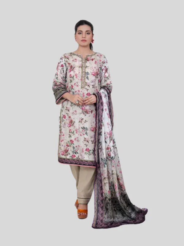 O ‘ Pole 3 -Pc Unstitched Lawn Suit