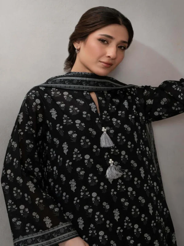 Zellbury 3-PC Digital Printed Unstitched Lawn Suit MonoChorme Collection - Image 3