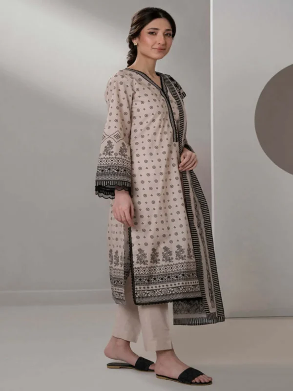 Zellbury 3-PC Digital Printed Unstitched Lawn Suit MonoChorme Collection