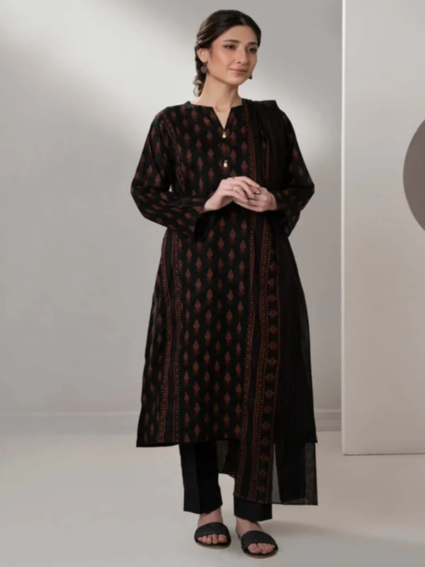 Zellbury 3-PC Digital Printed Unstitched Lawn Suit MonoChorme Collection