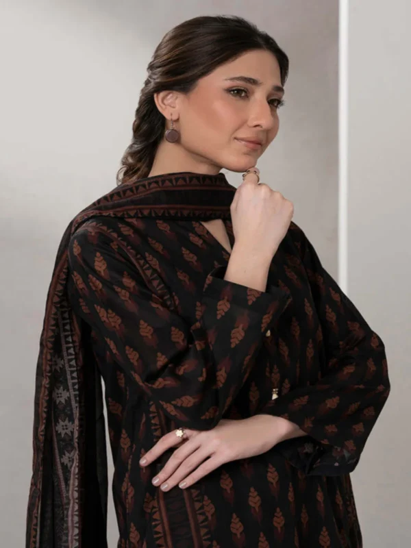 Zellbury 3-PC Digital Printed Unstitched Lawn Suit MonoChorme Collection - Image 3
