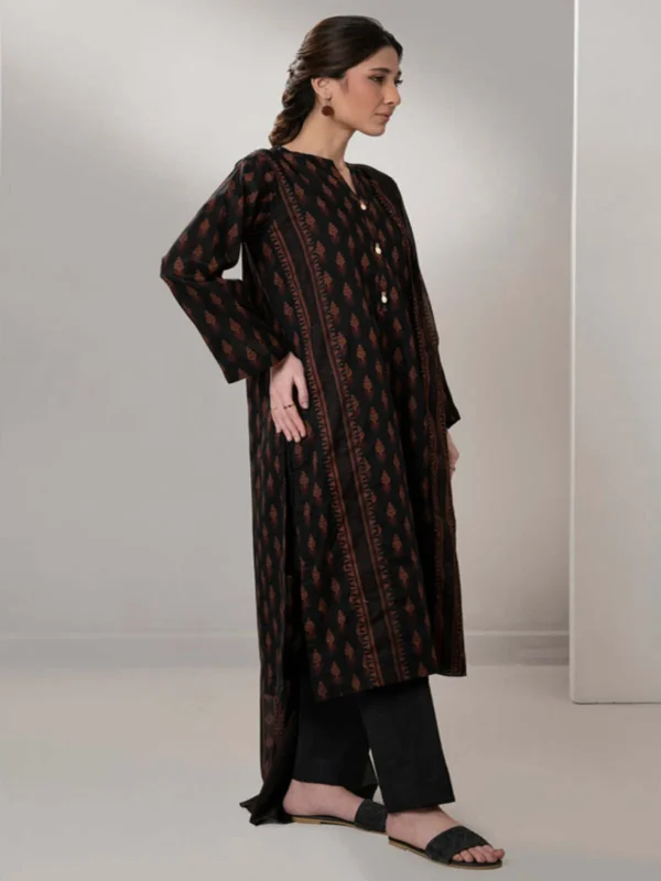 Zellbury 3-PC Digital Printed Unstitched Lawn Suit MonoChorme Collection - Image 2