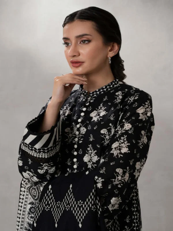 Zellbury 3-PC Digital Printed Unstitched Lawn Suit MonoChorme Collection - Image 3