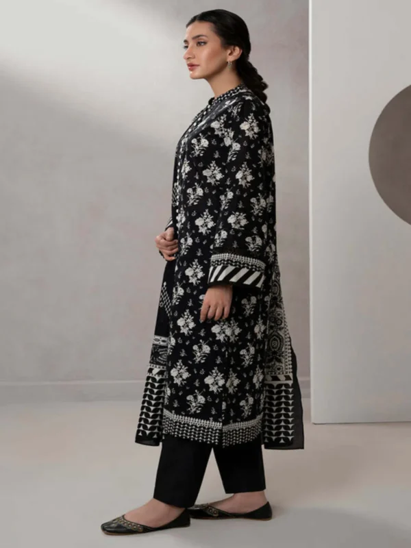 Zellbury 3-PC Digital Printed Unstitched Lawn Suit MonoChorme Collection - Image 2