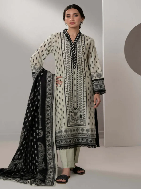 Zellbury 3-PC Digital Printed Unstitched Lawn Suit MonoChorme Collection