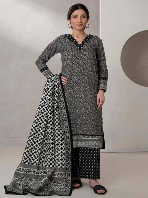 Zellbury 3-PC Digital Printed Unstitched Lawn Suit MonoChorme Collection