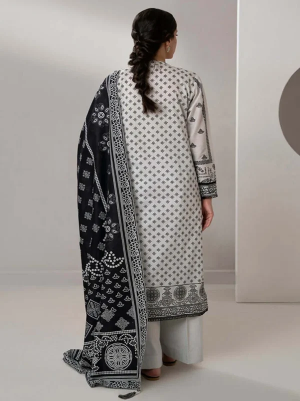 Zellbury 3-PC Digital Printed Unstitched Lawn Suit MonoChorme Collection - Image 2