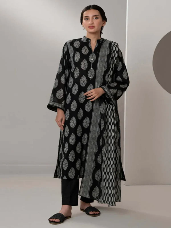 Zellbury 3-PC Digital Printed Unstitched Lawn Suit MonoChorme Collection