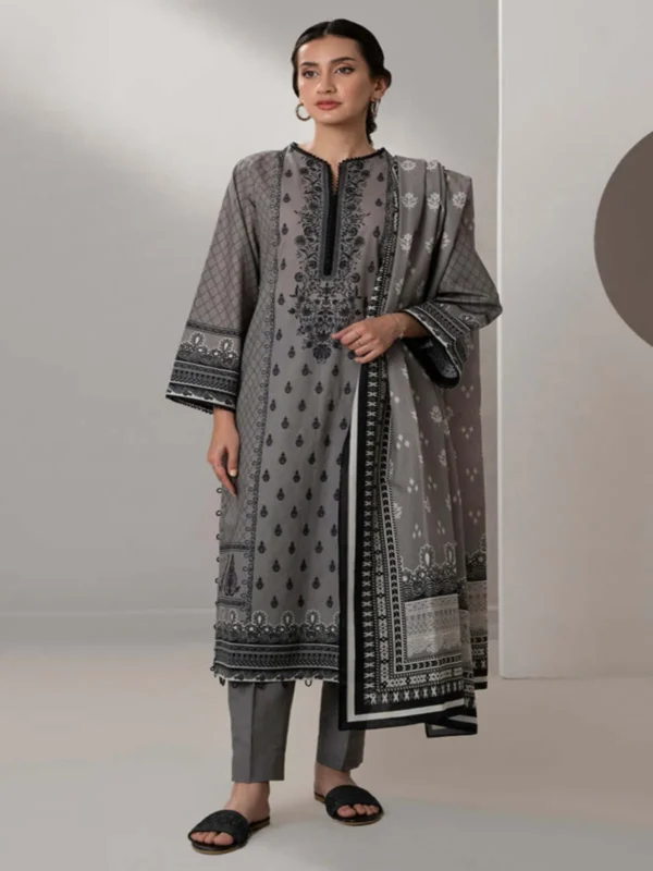 Zellbury 3-PC Digital Printed Unstitched Lawn Suit MonoChorme Collection