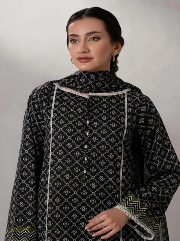 Zellbury 3-PC Digital Printed Unstitched Lawn Suit MonoChorme Collection