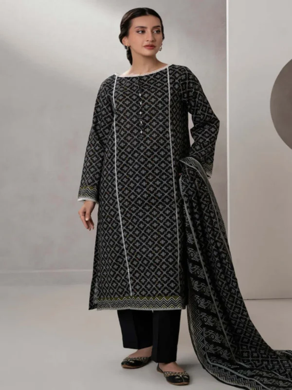 Zellbury 3-PC Digital Printed Unstitched Lawn Suit MonoChorme Collection - Image 2