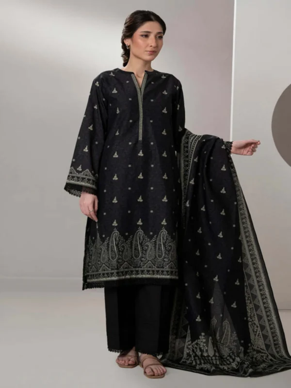 Zellbury 3-PC Digital Printed Unstitched Lawn Suit MonoChorme Collection