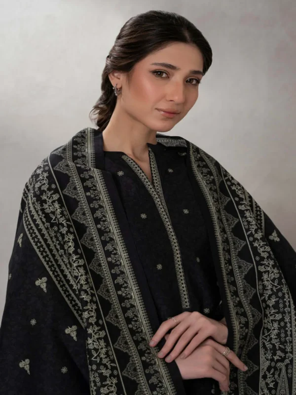 Zellbury 3-PC Digital Printed Unstitched Lawn Suit MonoChorme Collection - Image 2