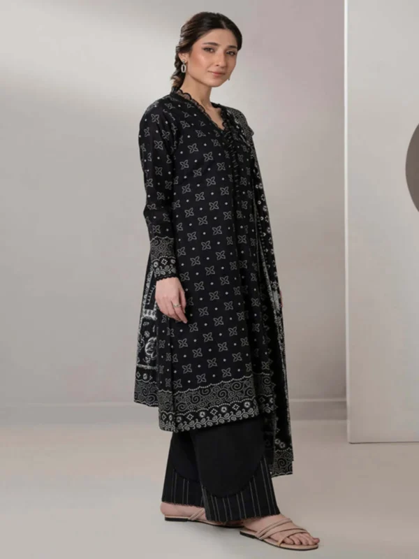 Zellbury 3-PC Digital Printed Unstitched Lawn Suit MonoChorme Collection - Image 3