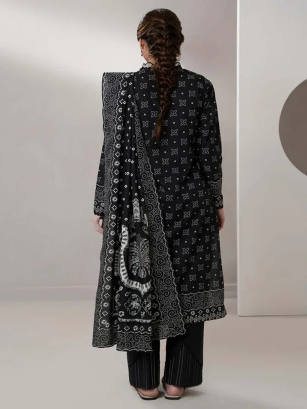 Zellbury 3-PC Digital Printed Unstitched Lawn Suit MonoChorme Collection - Image 2