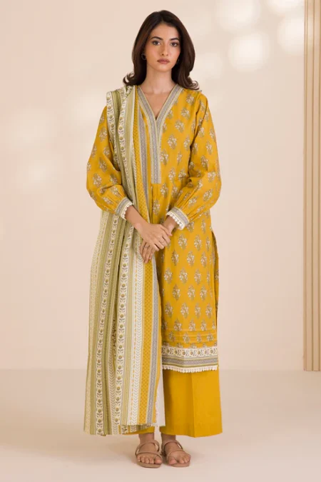 Zellbury 3-PC Digital Printed Vol 9 Unstitched Cotton Suit